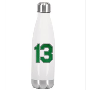 Sports Jersey Fan Player Supporter Kelly Green Number 13 Stainless Steel Insulated Water Bottle