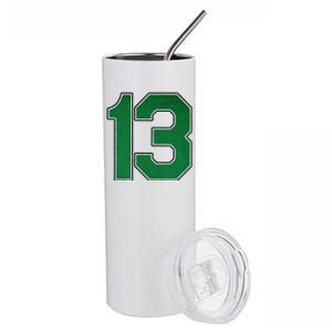 Sports Jersey Fan Player Supporter Kelly Green Number 13 Stainless Steel Tumbler