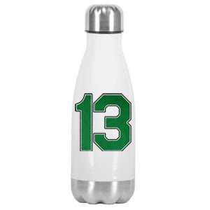 Sports Jersey Fan Player Supporter Kelly Green Number 13 Stainless Steel Insulated Water Bottle