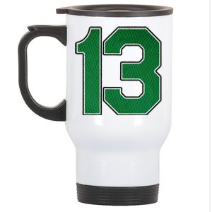 Sports Jersey Fan Player Supporter Kelly Green Number 13 Stainless Steel Travel Mug