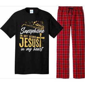 Saxophone Jesus Faith Christian Saxophone In My Veins Jesus Pajama Set