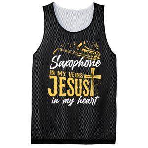 Saxophone Jesus Faith Christian Saxophone In My Veins Jesus Mesh Reversible Basketball Jersey Tank