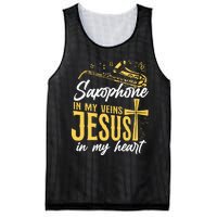 Saxophone Jesus Faith Christian Saxophone In My Veins Jesus Mesh Reversible Basketball Jersey Tank