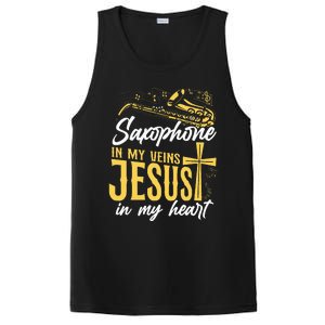 Saxophone Jesus Faith Christian Saxophone In My Veins Jesus PosiCharge Competitor Tank