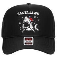 Santa Jaws Funny Shark Santa Hat Pajamas Christmas High Crown Mesh Back Trucker Hat