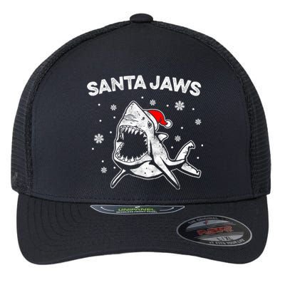 Santa Jaws Funny Shark Santa Hat Pajamas Christmas Flexfit Unipanel Trucker Cap