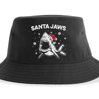 Santa Jaws Funny Shark Santa Hat Pajamas Christmas Sustainable Bucket Hat