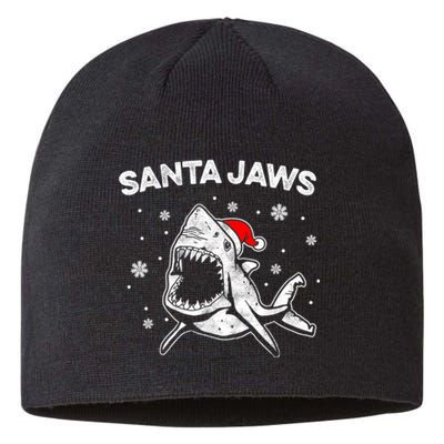 Santa Jaws Funny Shark Santa Hat Pajamas Christmas Sustainable Beanie