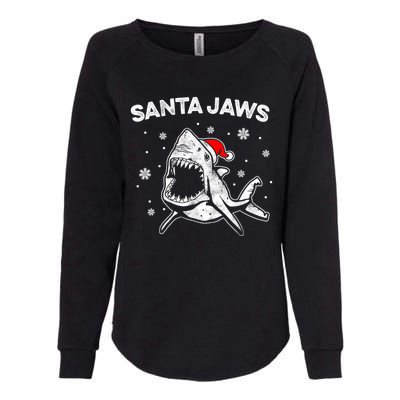 Santa Jaws Funny Shark Santa Hat Pajamas Christmas Womens California Wash Sweatshirt