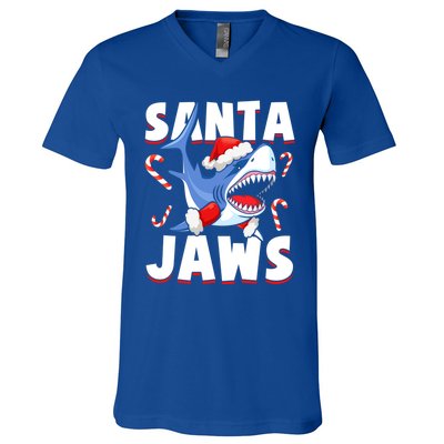 Santa Jaws Funny Christmas Shark Gift V-Neck T-Shirt