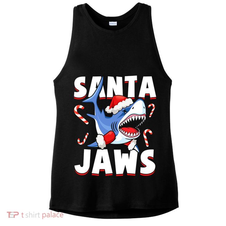 Santa Jaws Funny Christmas Shark Gift Cool Gift Ladies PosiCharge Tri-Blend Wicking Tank