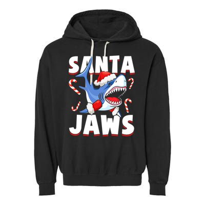 Santa Jaws Funny Christmas Shark Gift Cool Gift Garment-Dyed Fleece Hoodie