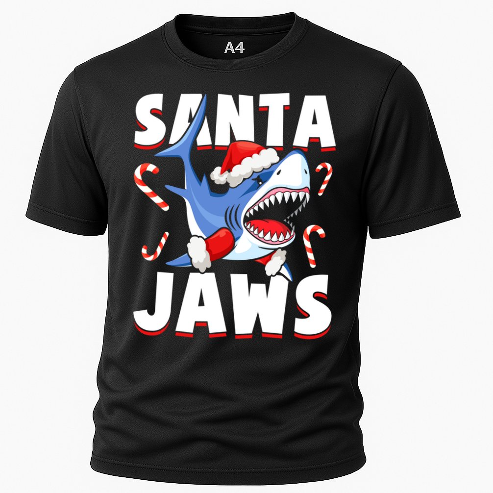 Santa Jaws Funny Christmas Shark Gift Cool Gift Cooling Performance Crew T-Shirt