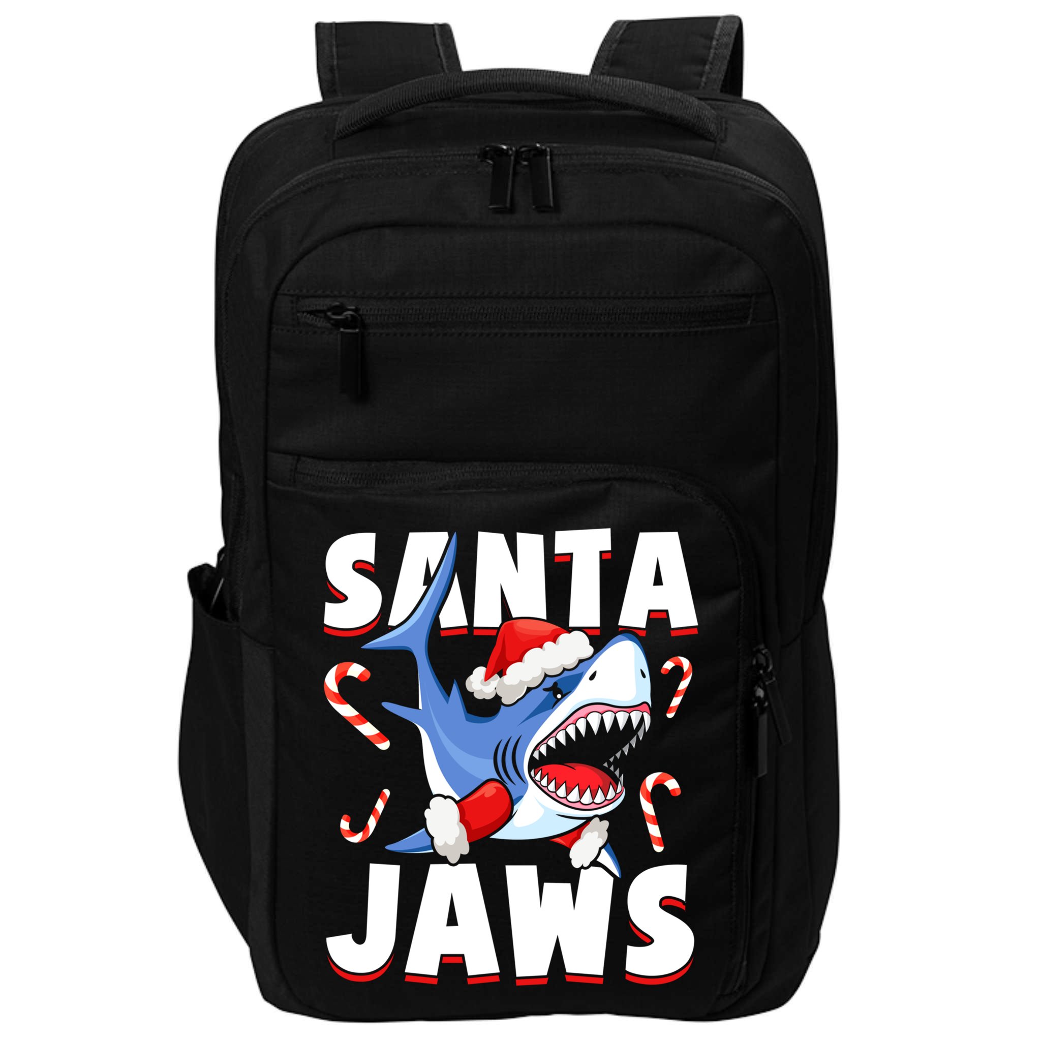 Santa Jaws Funny Christmas Shark Gift Cool Gift Impact Tech Backpack