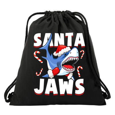 Santa Jaws Funny Christmas Shark Gift Cool Gift Drawstring Bag