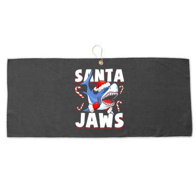 Santa Jaws Funny Christmas Shark Gift Cool Gift Large Microfiber Waffle Golf Towel