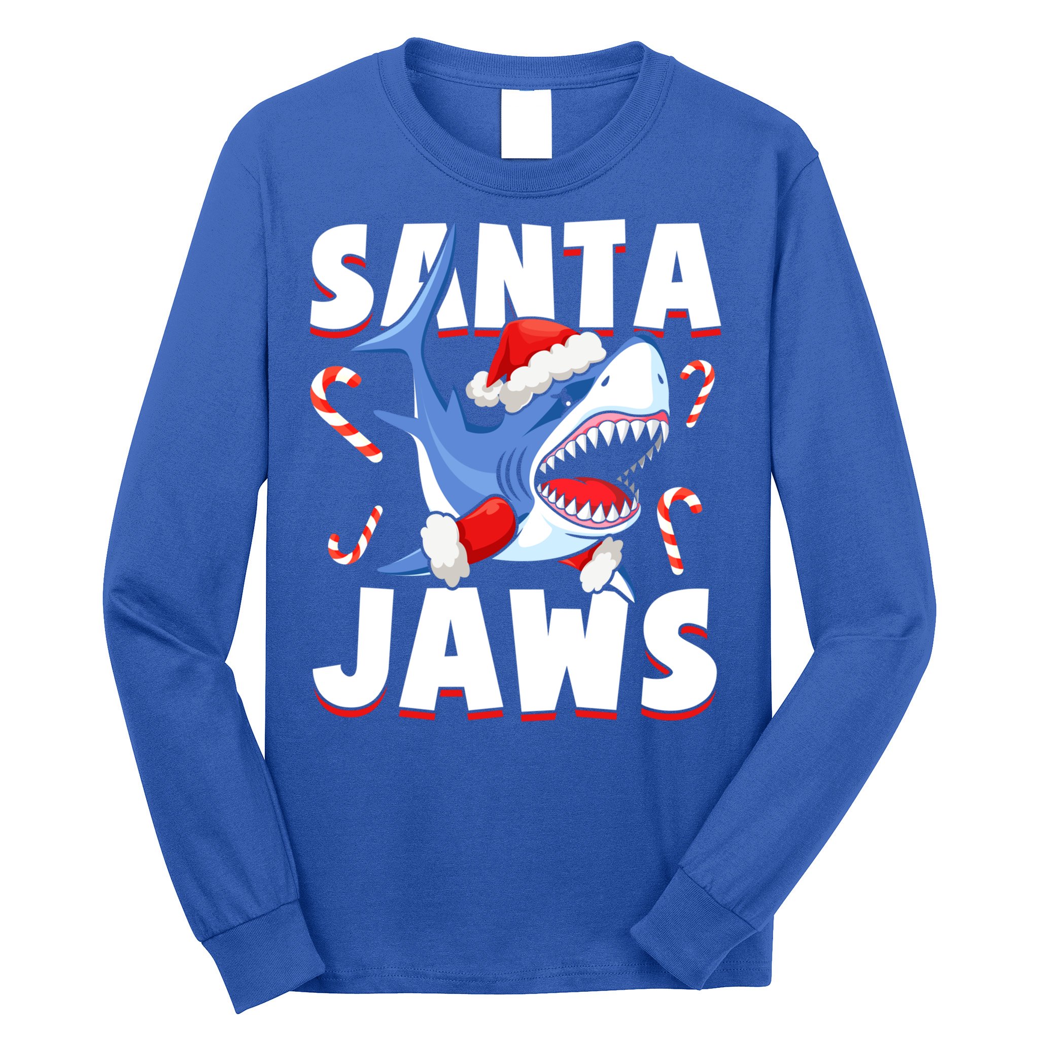 Santa Jaws Funny Christmas Shark Gift Cool Gift Long Sleeve Shirt