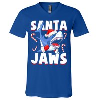 Santa Jaws Funny Christmas Shark Gift Cool Gift V-Neck T-Shirt