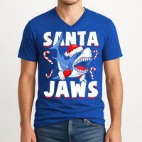 Santa Jaws Funny Christmas Shark Gift Cool Gift V-Neck T-Shirt