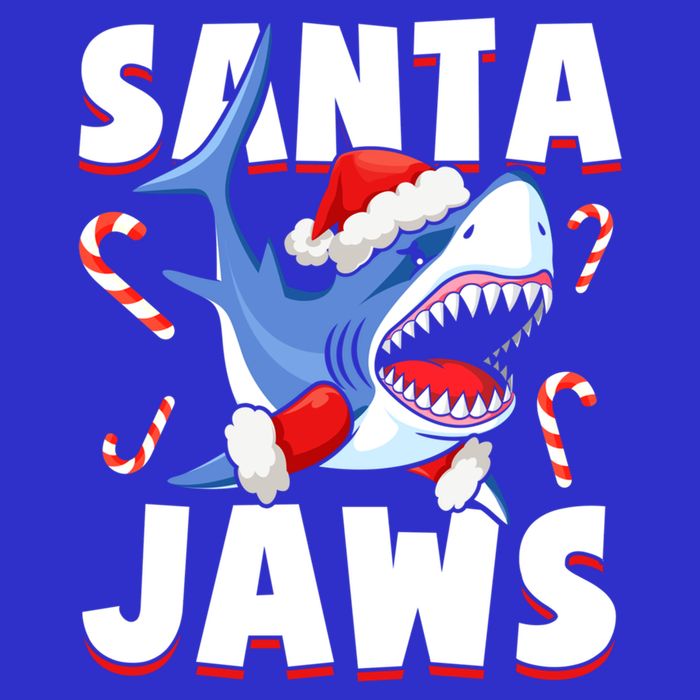 Santa Jaws Funny Christmas Shark Gift Cool Gift V-Neck T-Shirt