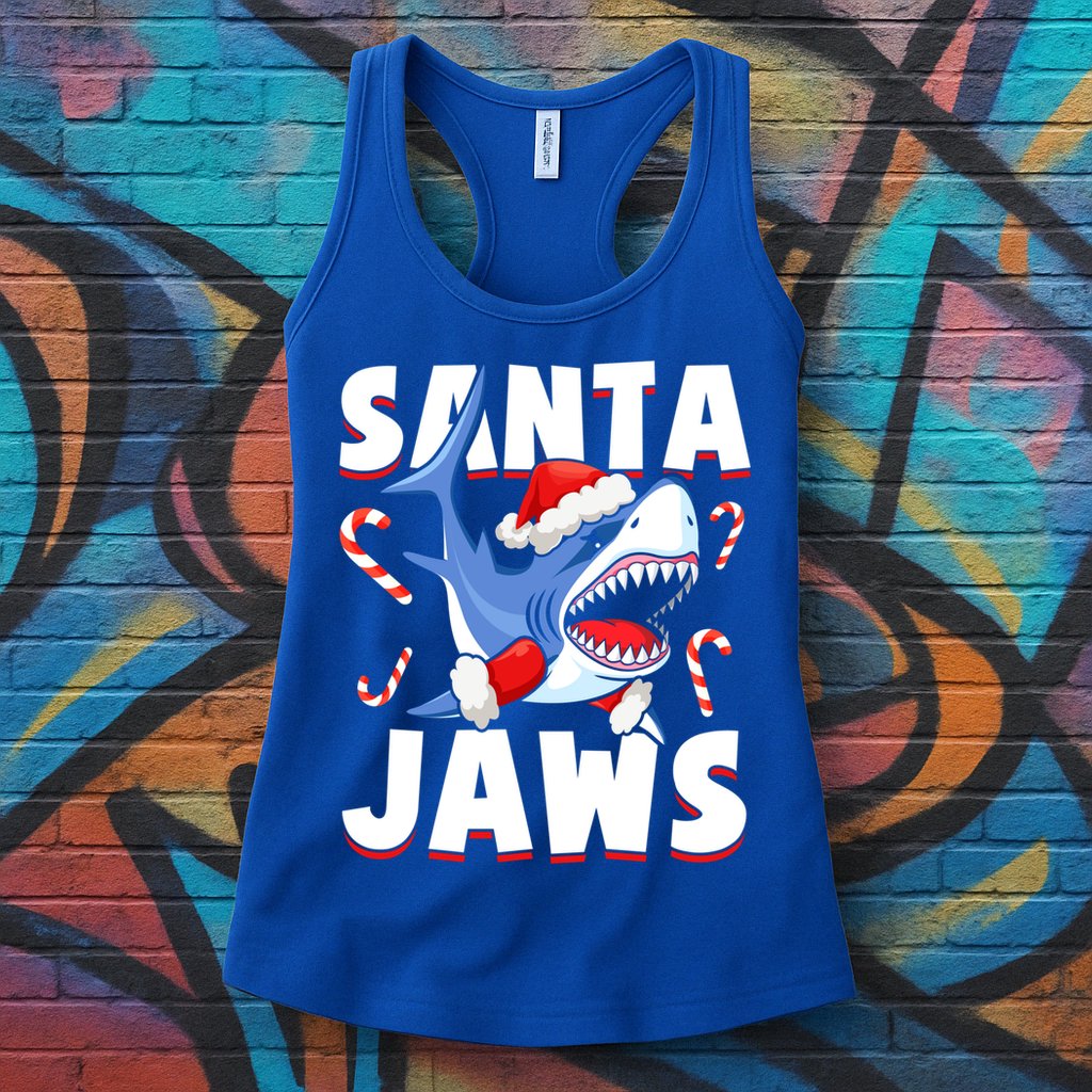 Santa Jaws Funny Christmas Shark Gift Cool Gift Womens Tank Top