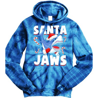 Santa Jaws Funny Christmas Shark Gift Cool Gift Tie Dye Hoodie