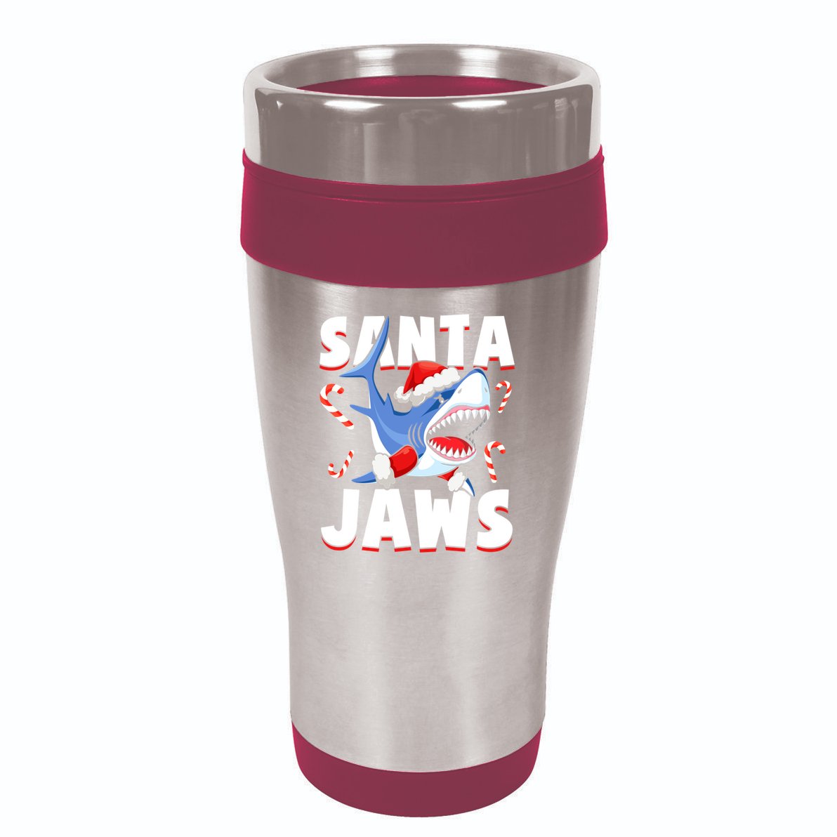 Santa Jaws Funny Christmas Shark Gift Cool Gift 16oz Travel Tumbler