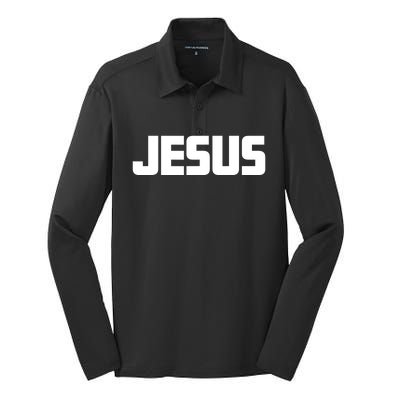 Simple Jesus For Christ Catholic Christian Silk Touch Performance Long Sleeve Polo