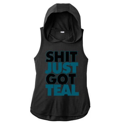 Shit Just Got Teal DTWD 904 Duval Til We Die Jacksonville  Ladies PosiCharge Tri-Blend Wicking Draft Hoodie Tank