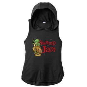 Swamp Jam Gator Musician Ladies PosiCharge Tri-Blend Wicking Draft Hoodie Tank