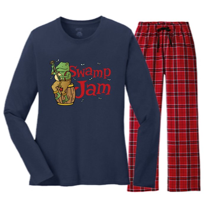 Swamp Jam Gator Musician Women's Long Sleeve Flannel Pajama Set 