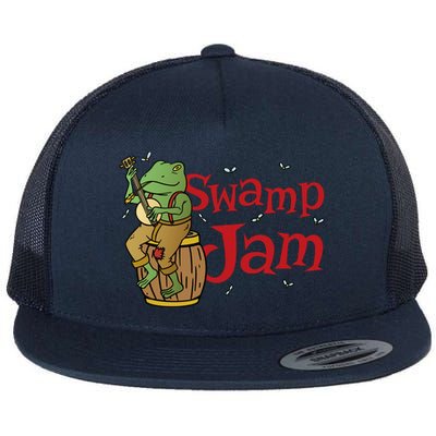 Swamp Jam Gator Musician Flat Bill Trucker Hat