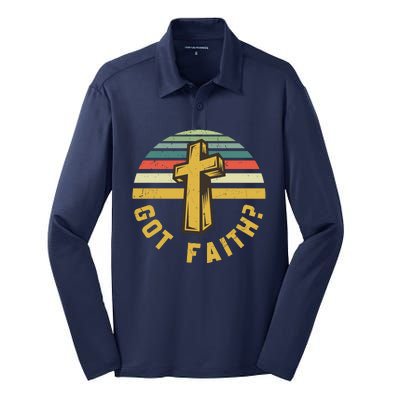 Sunset Jesus Got Faith Silk Touch Performance Long Sleeve Polo