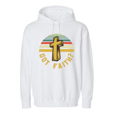 Sunset Jesus Got Faith Garment-Dyed Fleece Hoodie