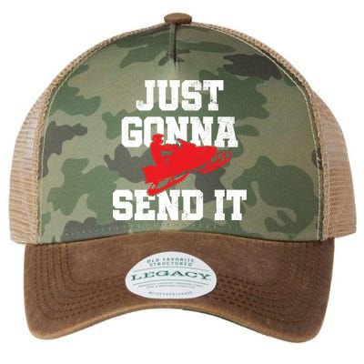 Snowmobile Just Gonna Send It Funny Freestyle Motor Sled Legacy Tie Dye Trucker Hat