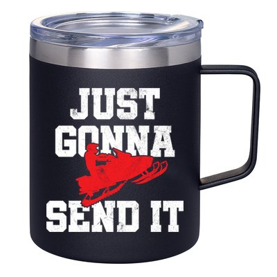 Snowmobile Just Gonna Send It Funny Freestyle Motor Sled 12oz Stainless Steel Coffee Mug