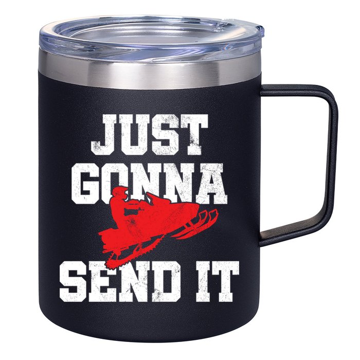 Snowmobile Just Gonna Send It Funny Freestyle Motor Sled 12oz Stainless Steel Coffee Mug