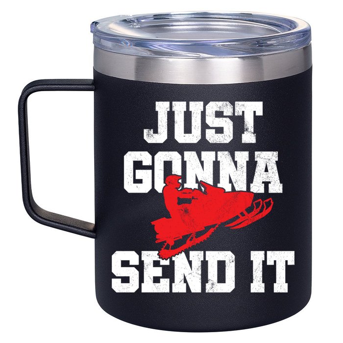 Snowmobile Just Gonna Send It Funny Freestyle Motor Sled 12oz Stainless Steel Coffee Mug