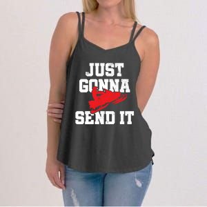 Snowmobile Just Gonna Send It Funny Freestyle Motor Sled Women's Strappy Tank