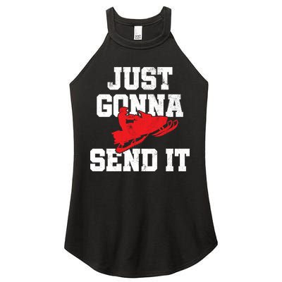 Snowmobile Just Gonna Send It Funny Freestyle Motor Sled Women's Perfect Tri Rocker Tank