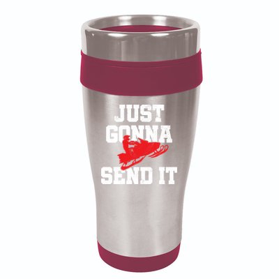 Snowmobile Just Gonna Send It Funny Freestyle Motor Sled 16oz Travel Tumbler