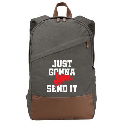 Snowmobile Just Gonna Send It Funny Freestyle Motor Sled Cotton Canvas Backpack