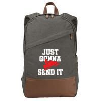 Snowmobile Just Gonna Send It Funny Freestyle Motor Sled Cotton Canvas Backpack