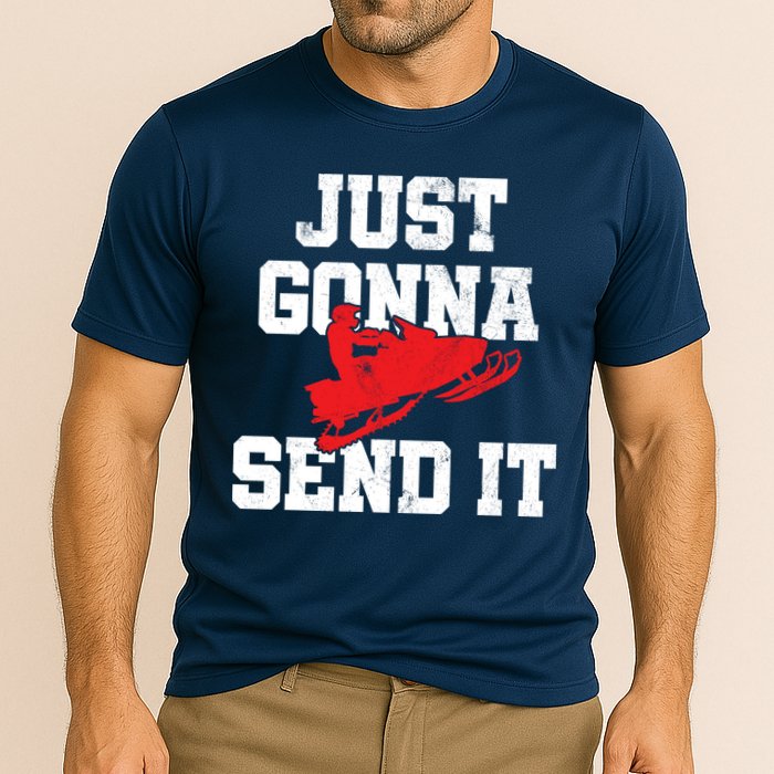 Snowmobile Just Gonna Send It Funny Freestyle Motor Sled Performance Shirt