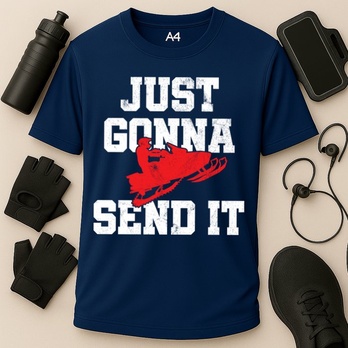 Snowmobile Just Gonna Send It Funny Freestyle Motor Sled Performance Shirt