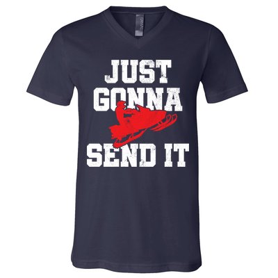 Snowmobile Just Gonna Send It Funny Freestyle Motor Sled V-Neck T-Shirt