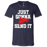 Snowmobile Just Gonna Send It Funny Freestyle Motor Sled V-Neck T-Shirt