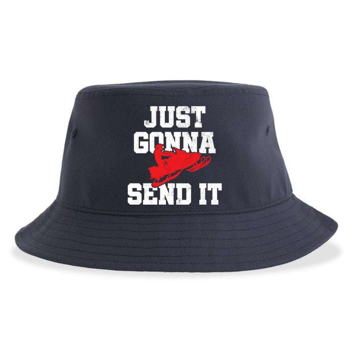 Snowmobile Just Gonna Send It Funny Freestyle Motor Sled Sustainable Bucket Hat