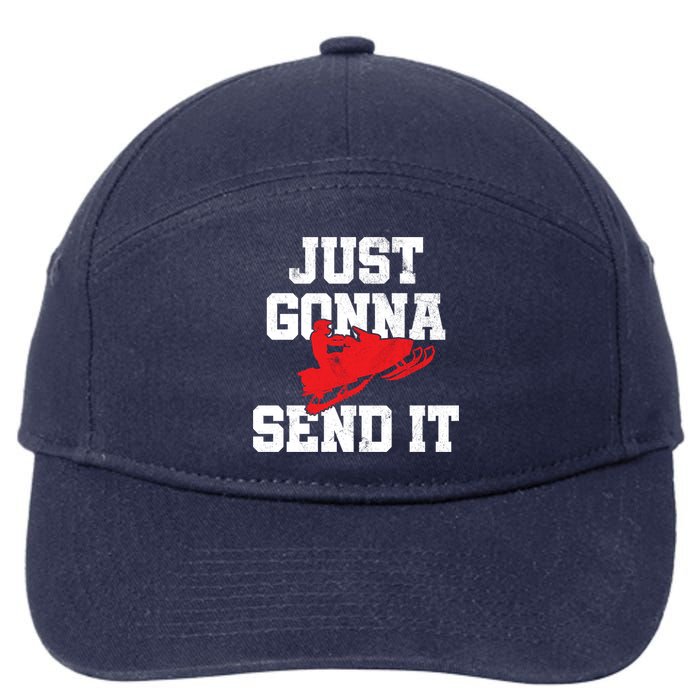 Snowmobile Just Gonna Send It Funny Freestyle Motor Sled 7-Panel Snapback Hat