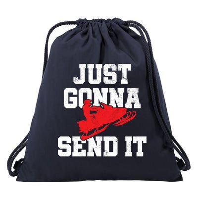 Snowmobile Just Gonna Send It Funny Freestyle Motor Sled Drawstring Bag
